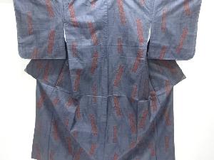 短冊に抽象花模様織出し本場泥大島紬着物（5マルキ）